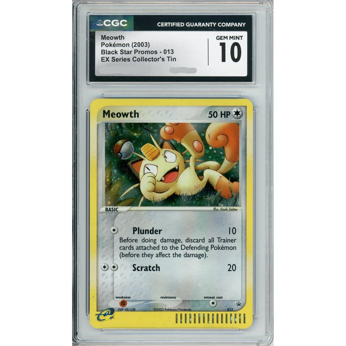 Pokemon Graded: Meowth #13 Ex Series Collector's Tin (2003) Holo CGC 10