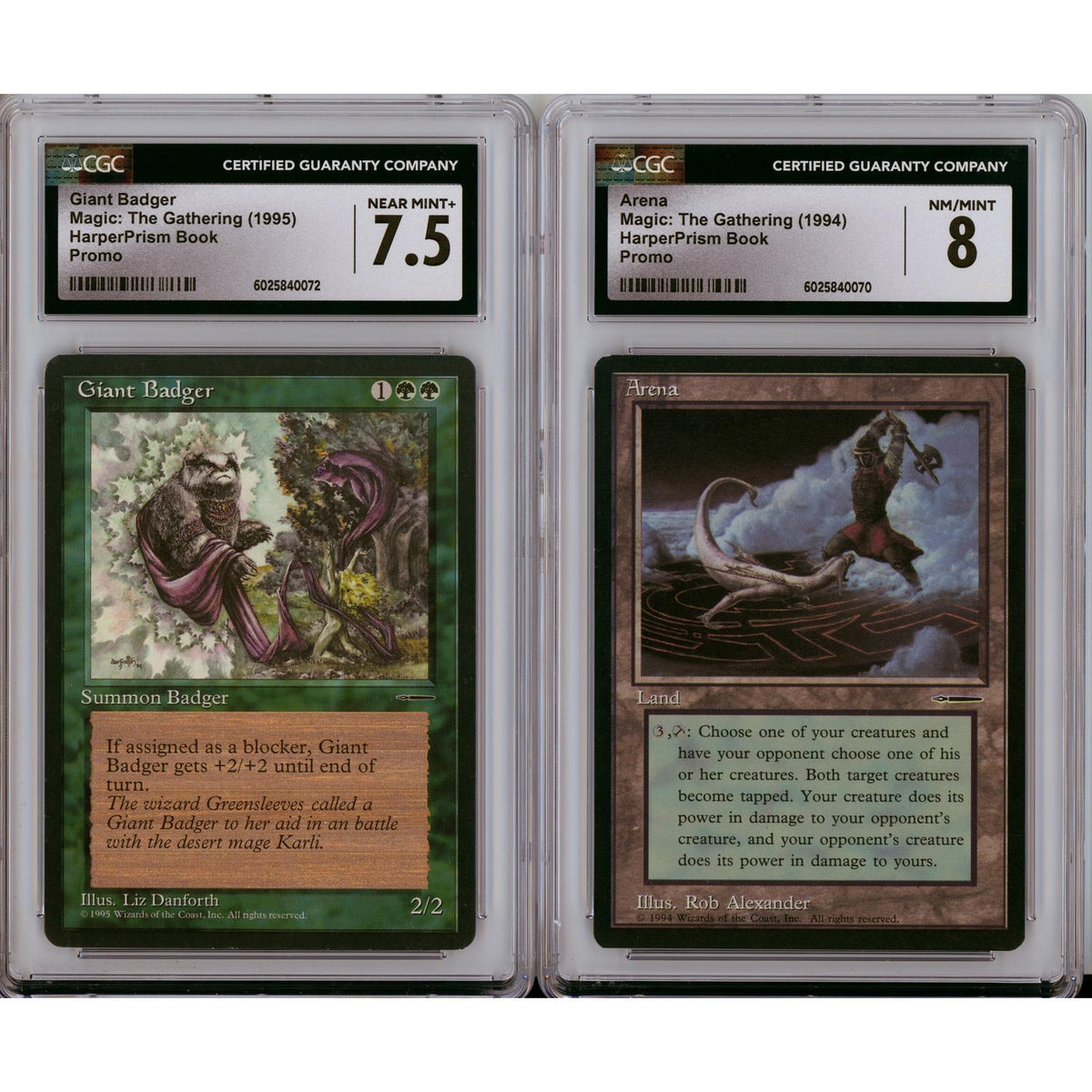 MTG Graded: Mana Crypt CGC 8, Sewers Of Estark CGC 9, Giant Badger CGC 7.5, Arena CGC 8 Harperprism Set Of 4