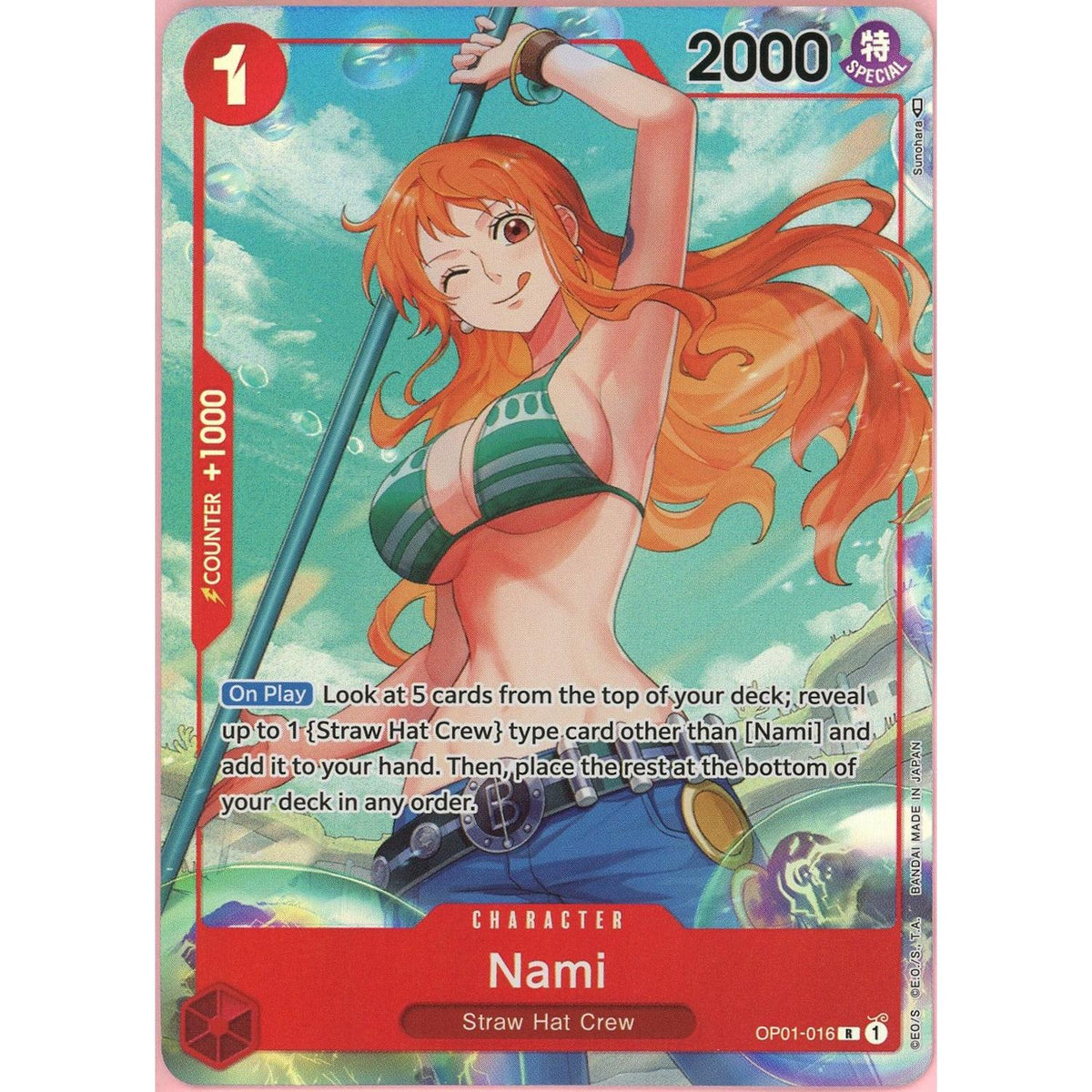 One Piece Single: Nami Op01-016 Alt Art Romance Dawn Nm