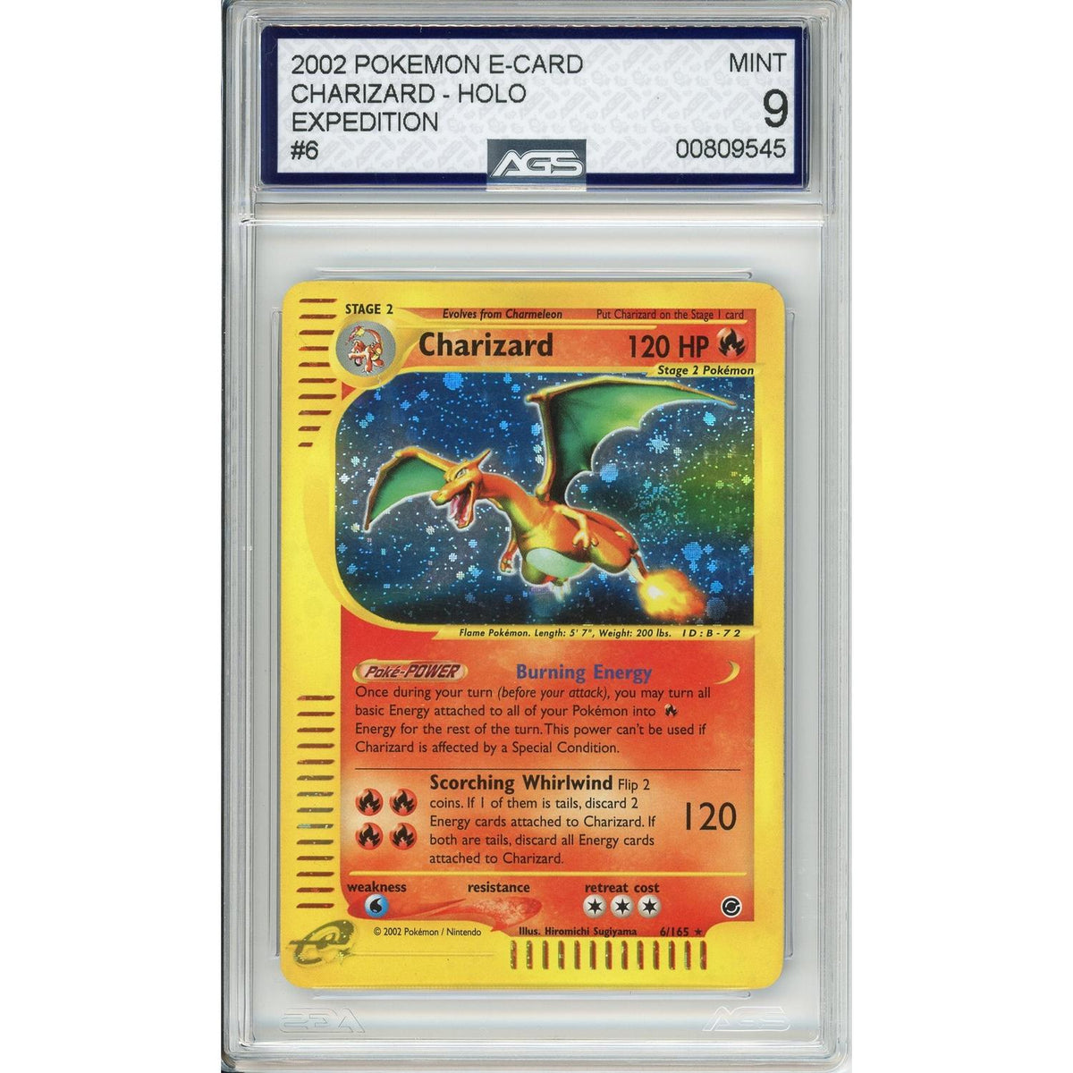 Pokemon Graded: Charizard 6/165 Expedition E-Card (2002) Holo Ags 9