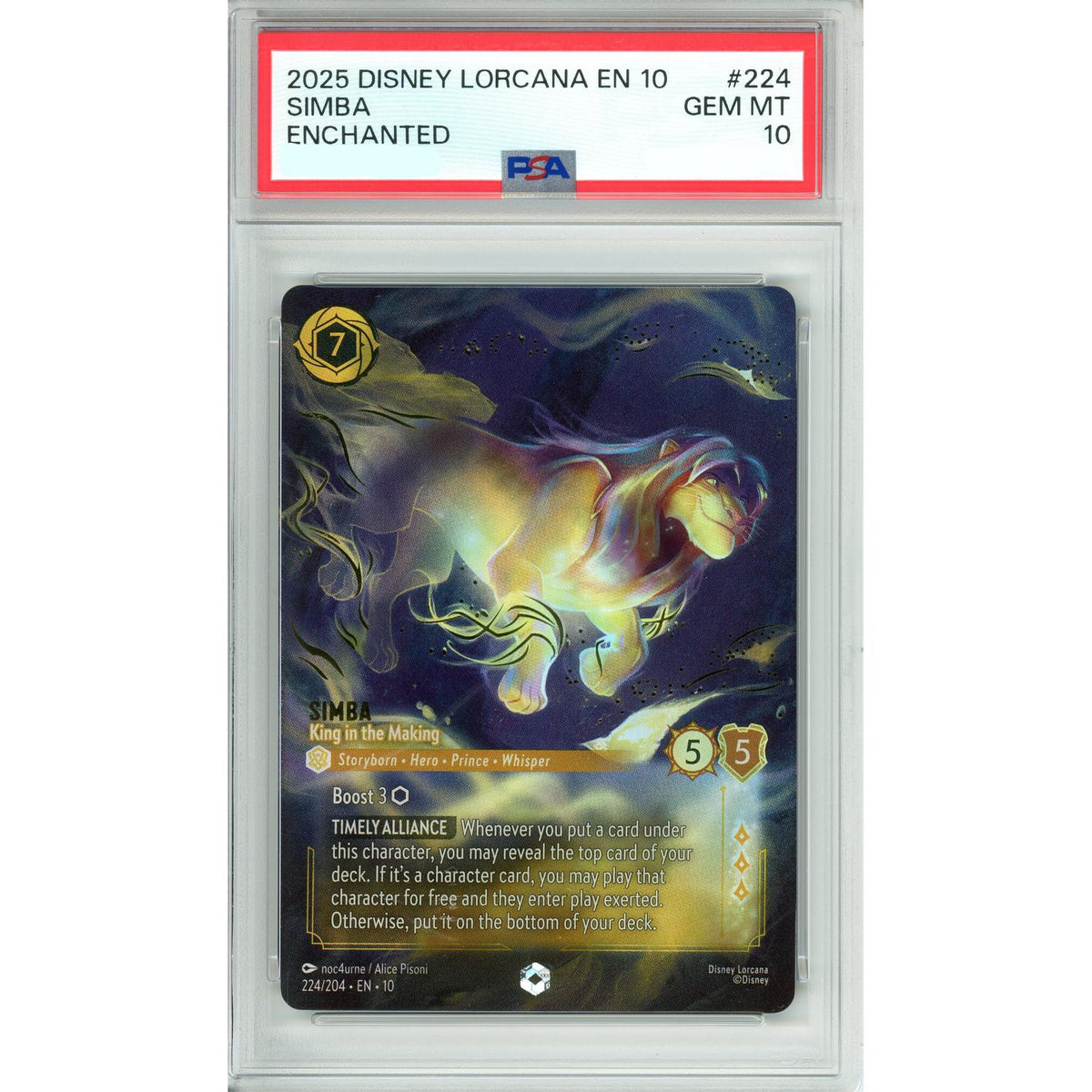 Lorcana Graded: Simba King In The Making 224/204 Enchanted (2025) PSA 10
