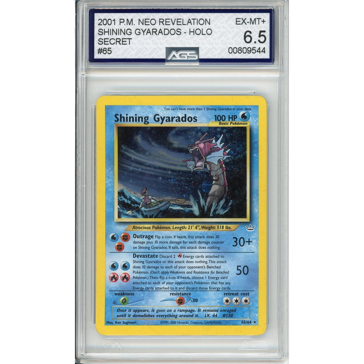 Pokemon Graded: Shining Gyarados 65/64 Neo Revelation (2001) Secret Rare Holo Ags 6.5