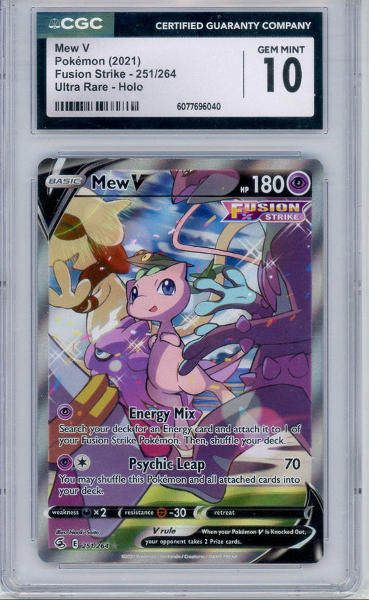 Mew V 2021 Pokemon Fusion Strike Ultra Rare Holo#251/264 CGC 10