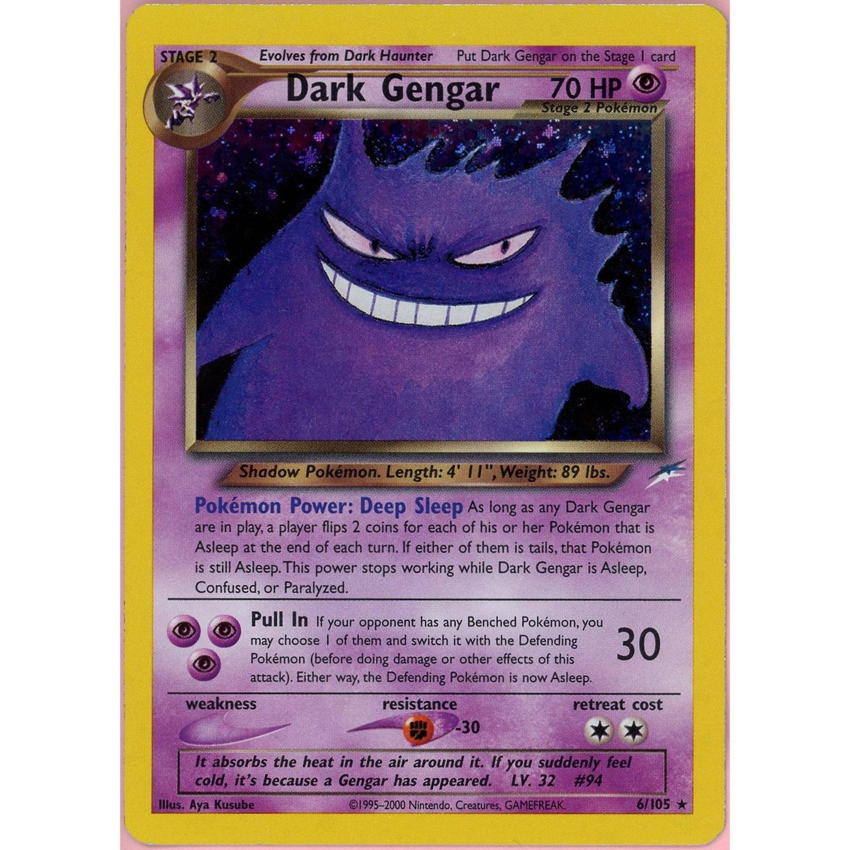 Pokemon Single: Dark Gengar 6/105 Neo Destiny (2002) Holo Lp
