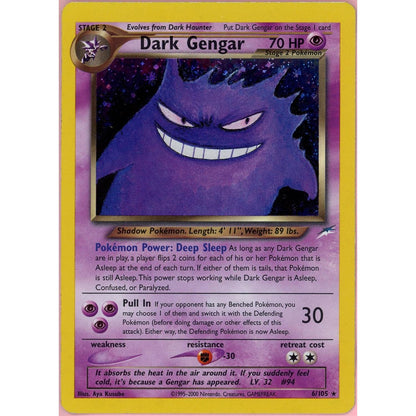 Pokemon Single: Dark Gengar 6/105 Neo Destiny (2002) Holo Lp