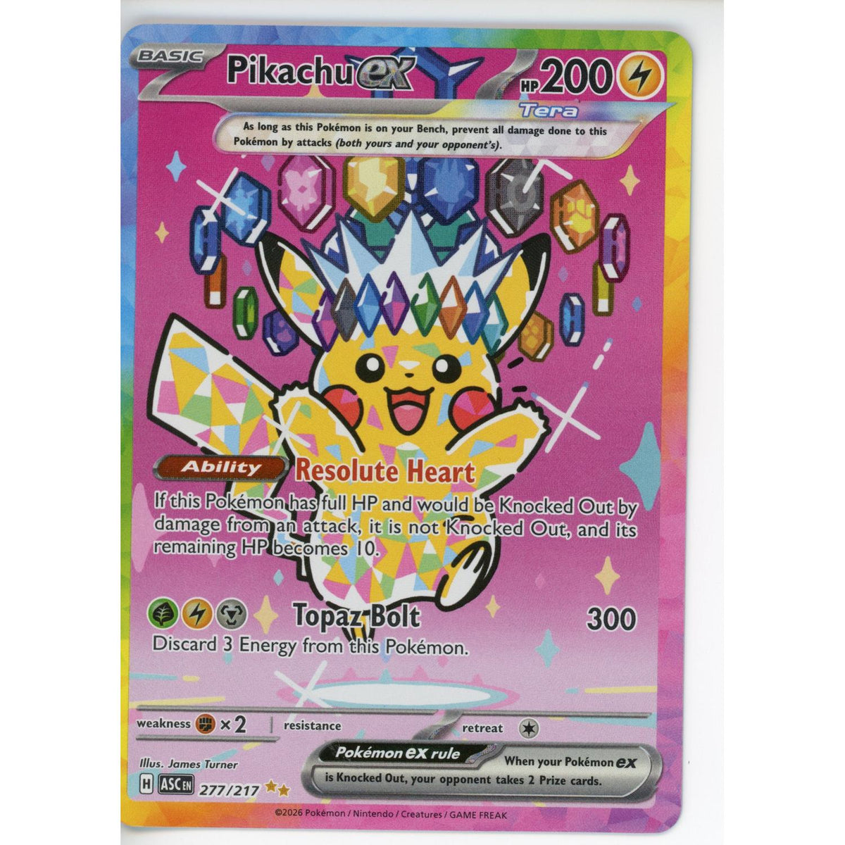 Pokemon Single: Pikachu Ex - 277/217 Me: (Asc)- Nm