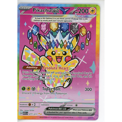 Pokemon Single: Pikachu Ex - 277/217 Me: (Asc)- Nm