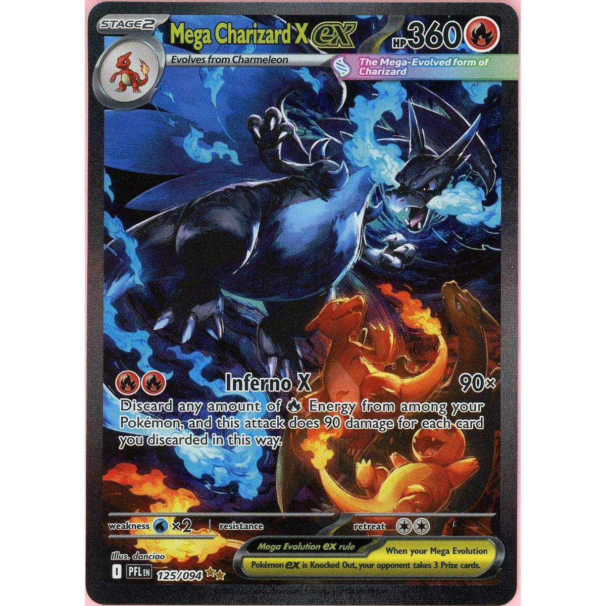 Pokemon Single: Mega Charizard X Ex 125/94 Phantasmal Flames (2025) Sir Nm