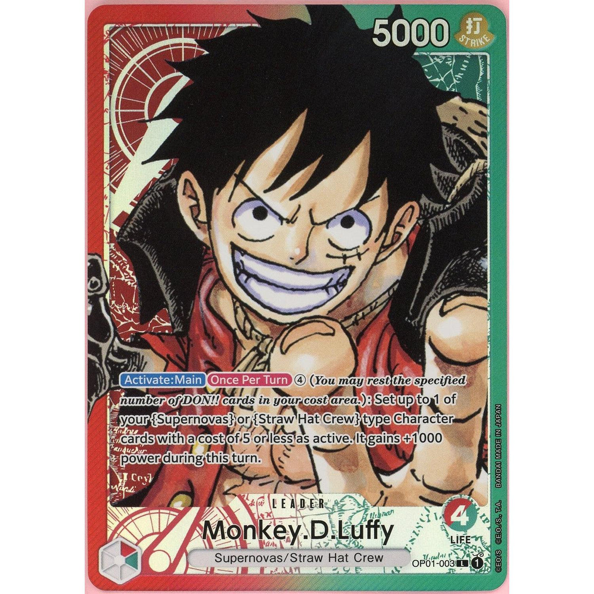One Piece Single: Monkey D. Luffy Op01-003 Romance Dawn Leader Alt Art Nm