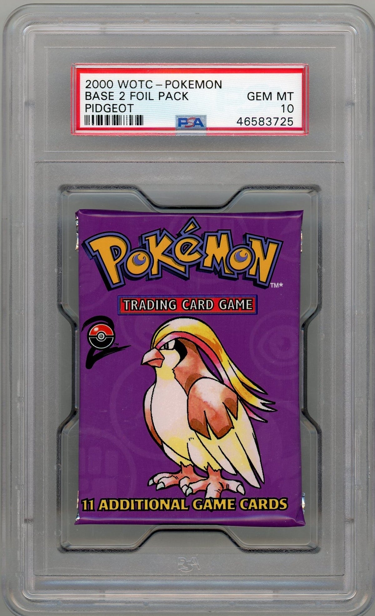 Pokémon 2000 Wotc Base Set 2 Foil Pack Pidgeot PSA 10