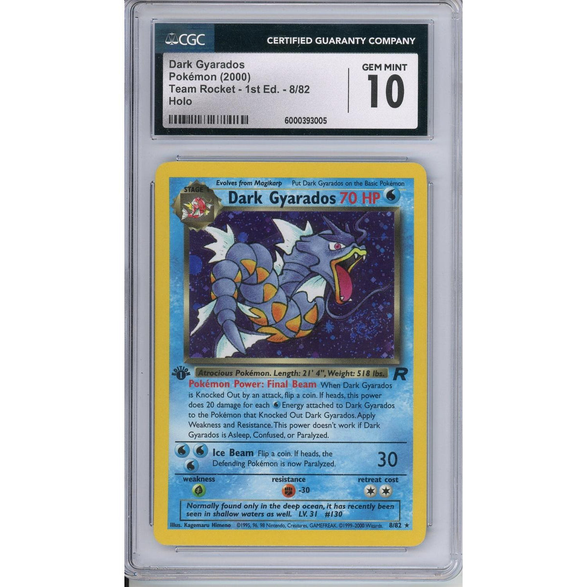 Pokemon Graded: Dark Gyarados Holo 1St Edition CGC 10