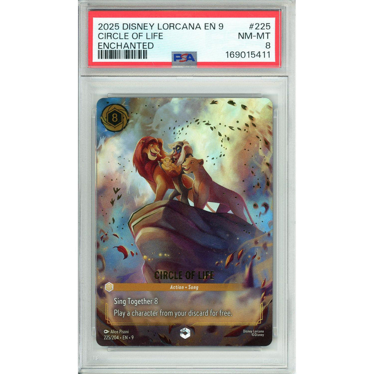 Lorcana Graded: Circle Of Life 225/204 Enchanted (2025) PSA 8