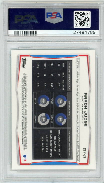 Aaron Judge 2014 Bowman Draft Picks Chrome Top Prospects PSA 10