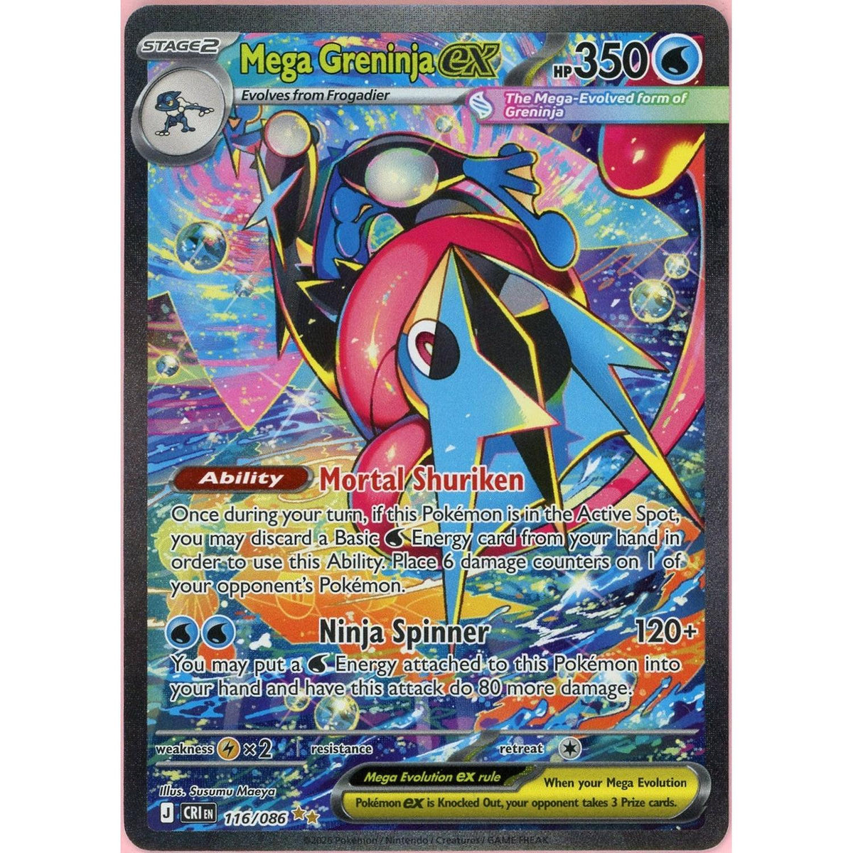 Pokemon Single: Mega Greninja Ex 116/086 Chaos Rising (2026) Sir Nm