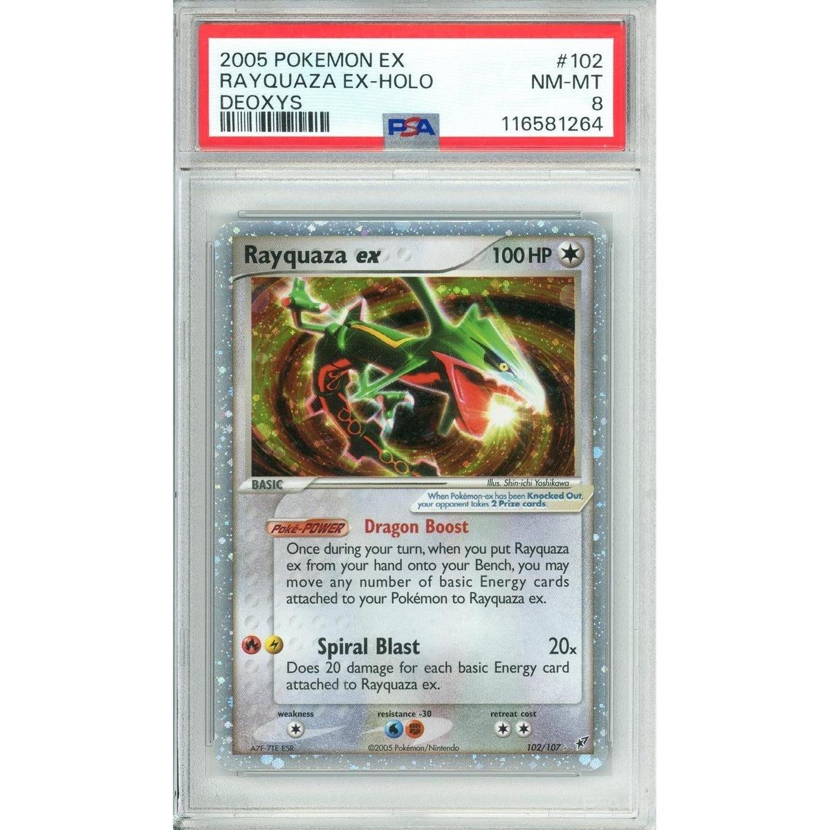 Pokemon Graded: Rayquaza Ex 102/107 Ex Deoxys (2005) Holo PSA 8
