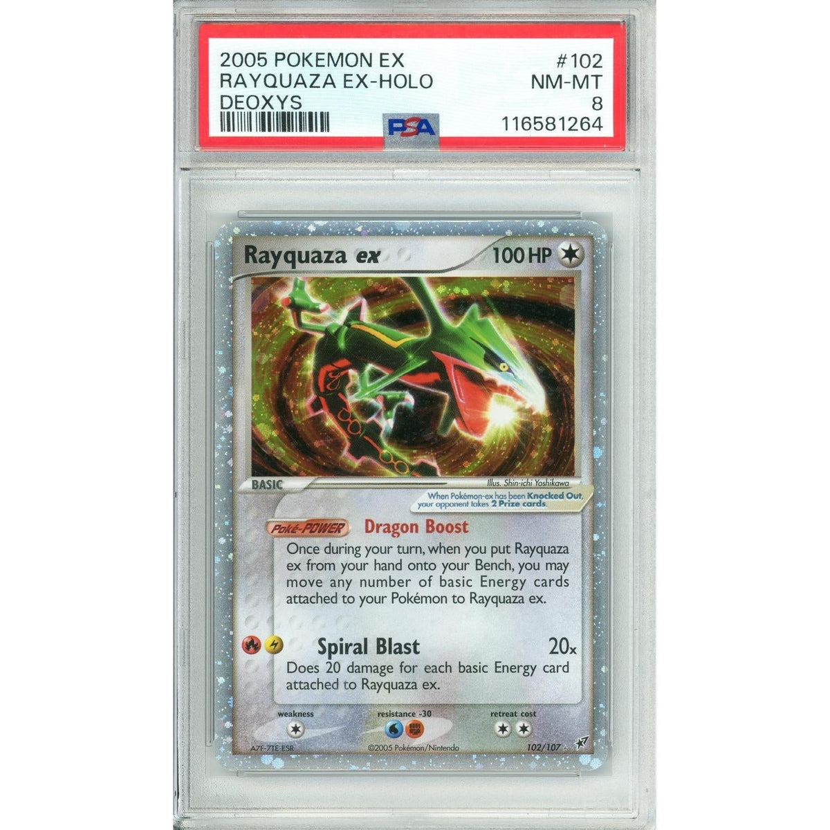 Pokemon Graded: Rayquaza Ex 102/107 Ex Deoxys (2005) Holo PSA 8