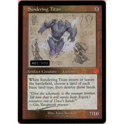 MTG Single: Sundering Titan Serialized 463/500 Brother's War Retro Artifacts Nm