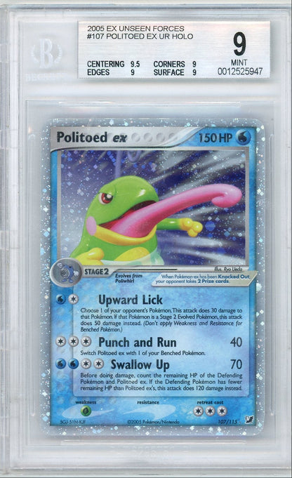 Politoed Ex Pokémon Unseen Forces Holo Rare #107/115 BGS 9
