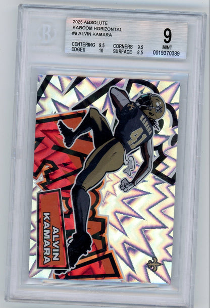 Alvin Kamara 2025 Panini Absolute Kaboom Ssp BGS 9