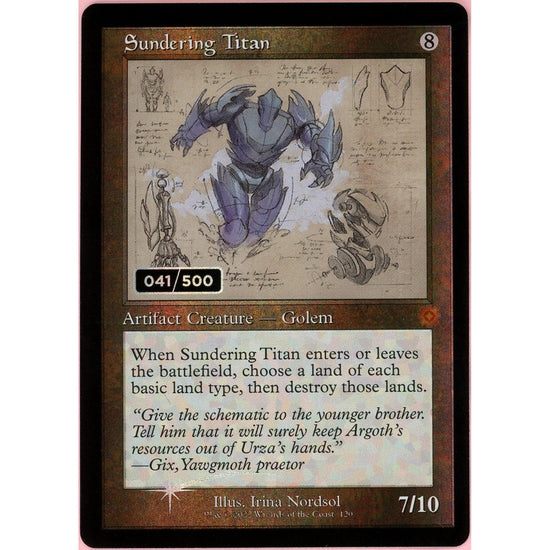 MTG Single: Sundering Titan Serialized 41/500 Brother's War Retro Artifacts Nm