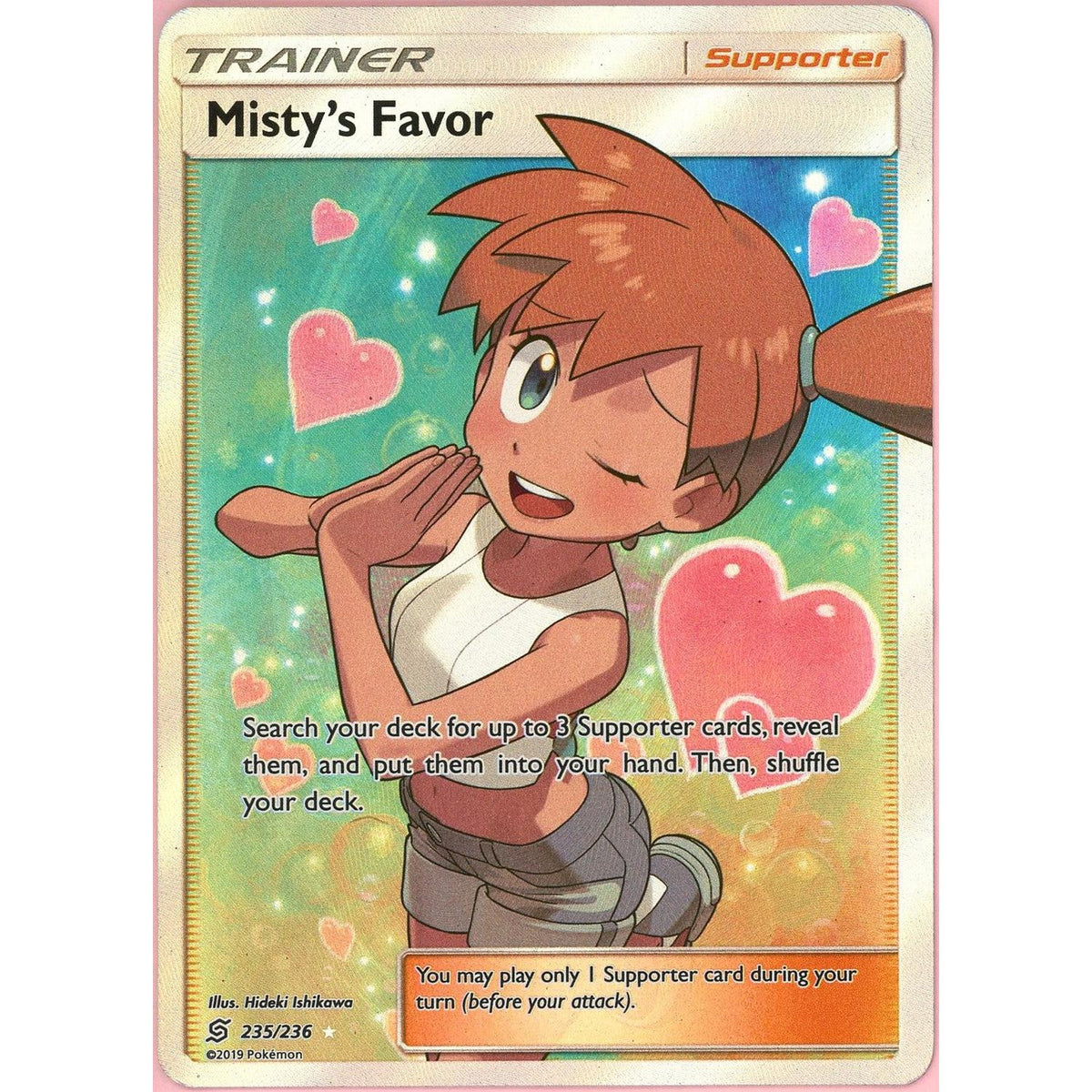 Pokemon Single: Misty's Favor 235/236 Unified Minds (2019) Full Art Holo Nm
