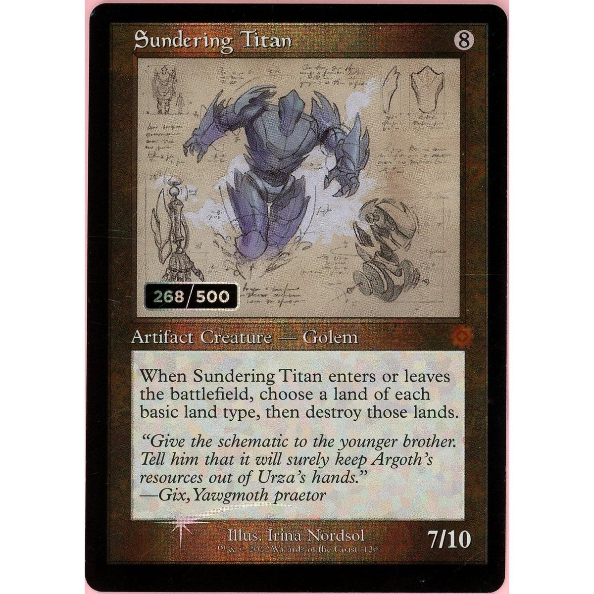 MTG Single: Sundering Titan Serialized 268/500 Brother's War Retro Artifacts Nm