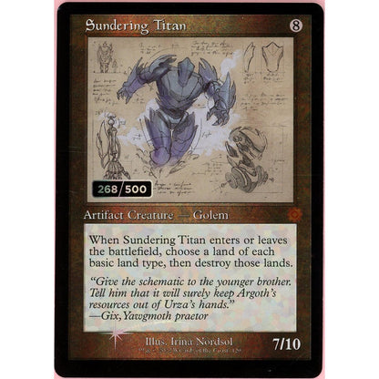 MTG Single: Sundering Titan Serialized 268/500 Brother's War Retro Artifacts Nm
