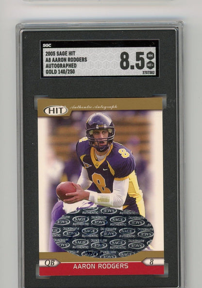 Aaron Rodgers 2005 Sage Hit Auto Gold 140/250 Sgc 8.5