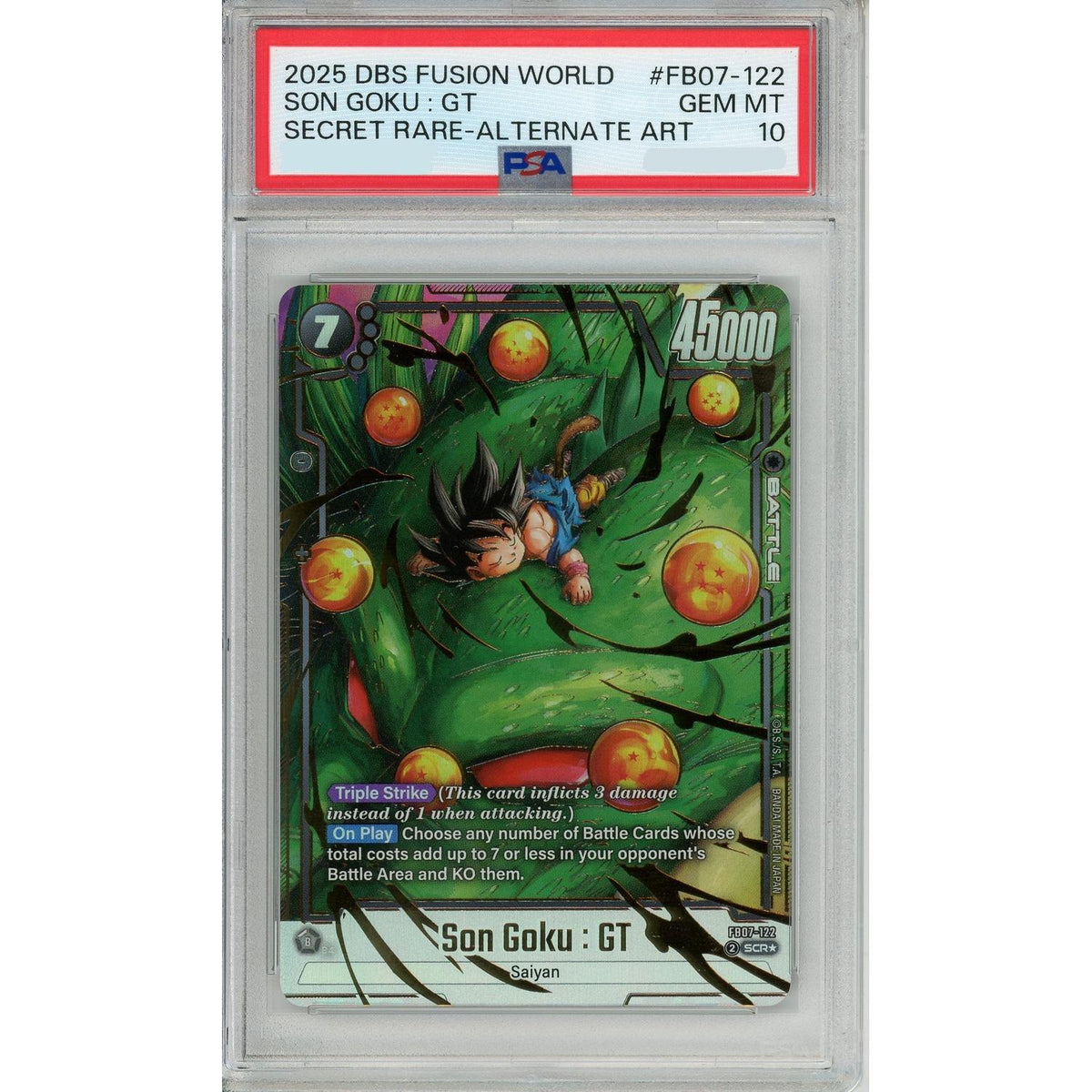 Dragonball Graded: Son Goku #Fb07-122 Fusion World (2025) Secret Rare Alt Art PSA 10