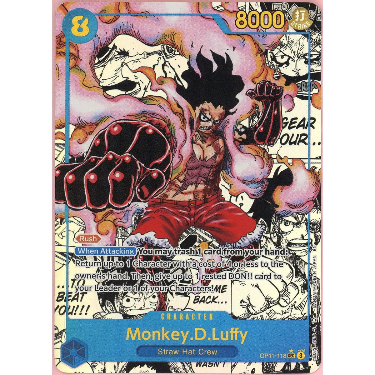 One Piece Single: Monkey D. Luffy Alt Art Manga Op11-118 A Fist Of Divine Speed Mp