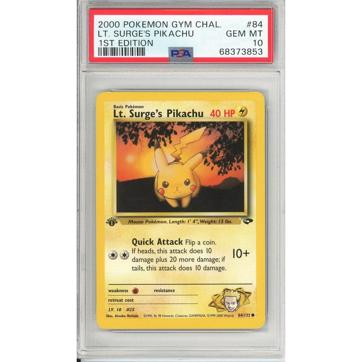 Pokemon Graded: St. Surge's Pikachu 1St Edition 84/132 Gym Challenge PSA 10