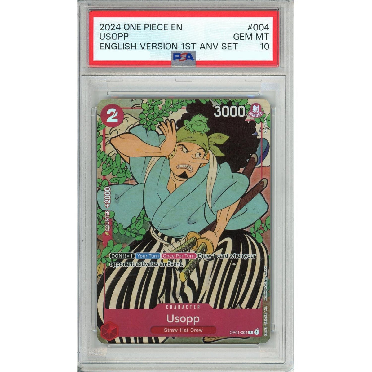 One Piece Graded: Usopp Op01-004 1St Anniversary Set (2024) PSA 10