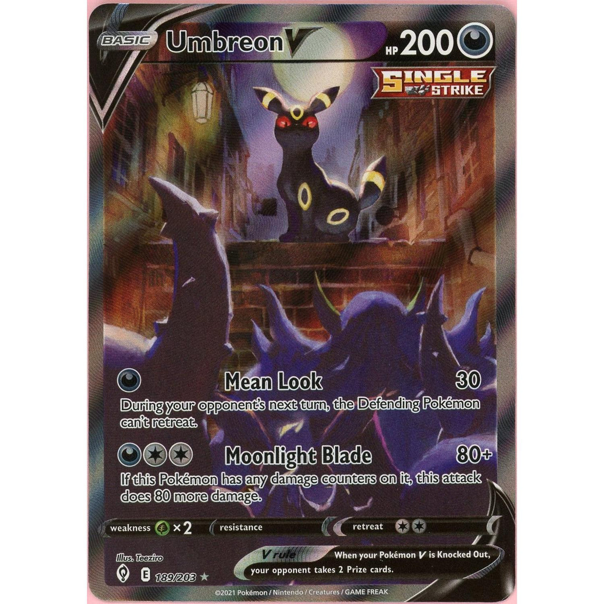 Pokemon Single: Umbreon V 189/203 Evolving Skies (2021) Full Art Holo Nm