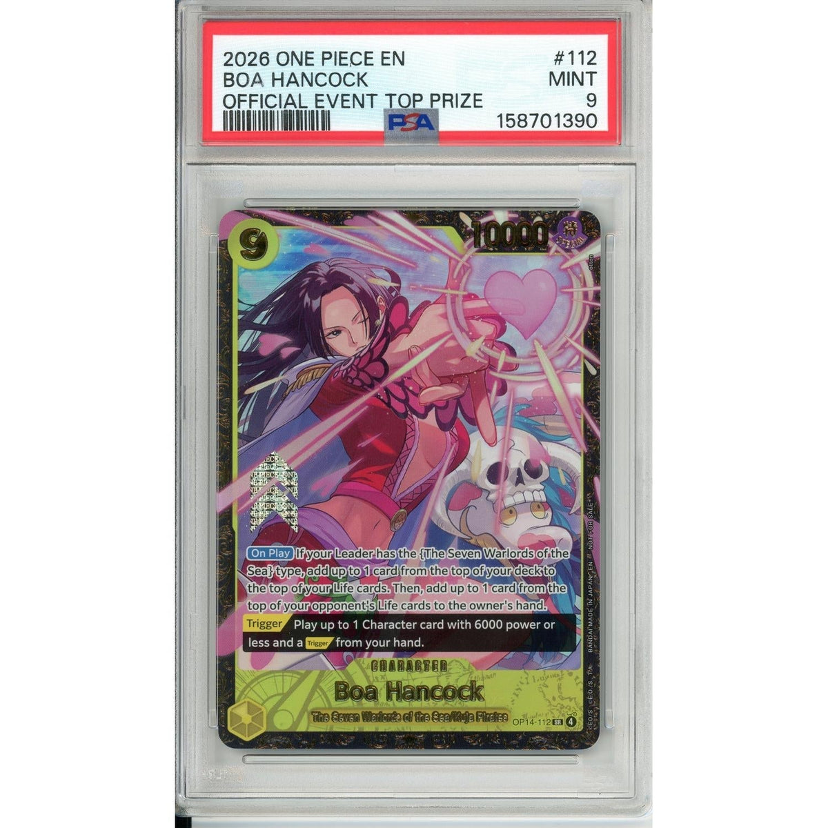 One Piece Graded: Boa Hancock Op14-112 Official Event Top Prize PSA 9