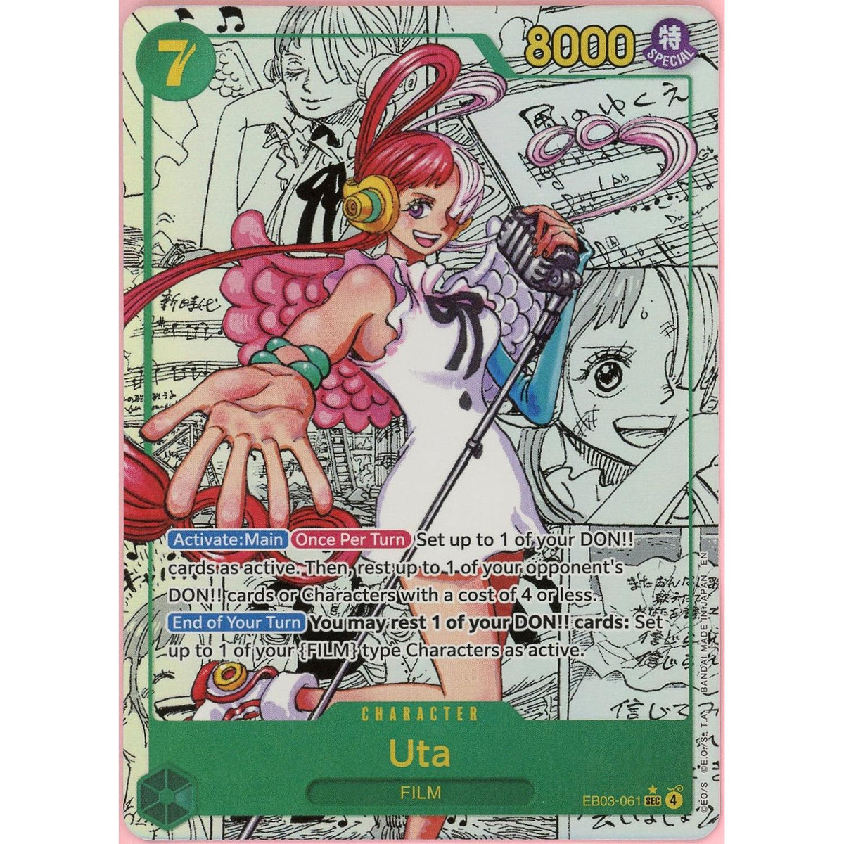 One Piece Single: Uta Manga Alt Art Eb03-061 Extra Booster Heroines Edition Nm