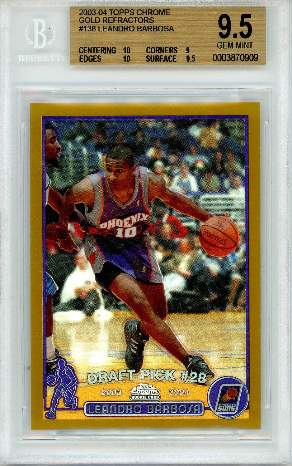 Leandro Barbosa 2003-04 Topps Chrome Gold Ref. Rc #'D 31/50 BGS 9.5