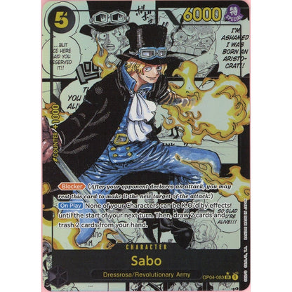 One Piece Single: Sabo Alt Art Op04-083 Kingdoms Of Intrigue Nm