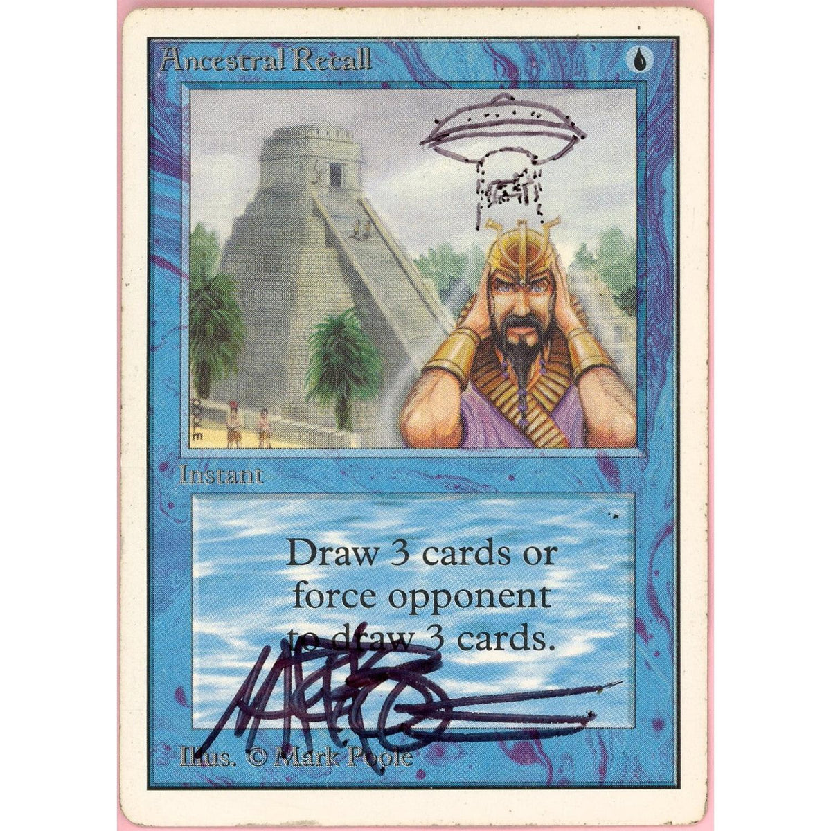 MTG Single: Ancestral Recall Unlimited Edition (1993) Hp/Altered