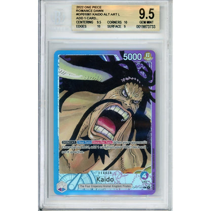 One Piece Graded: Kaido Op01-061 Alt Art Pre-Errata (2022) Beckett 9.5