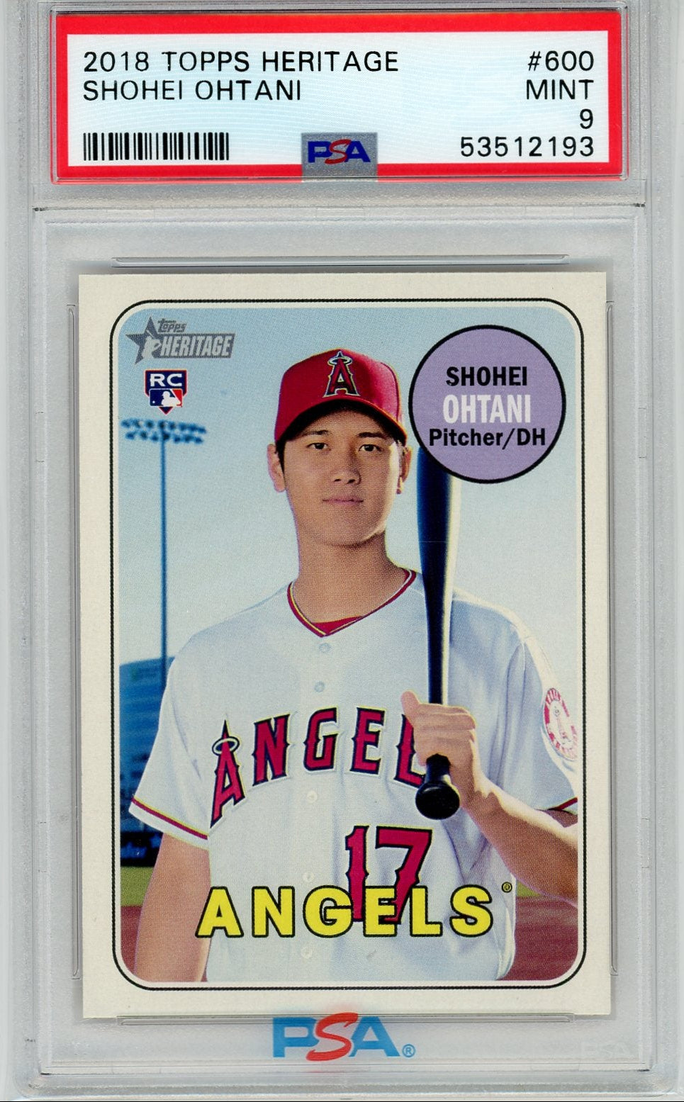Shohei Ohtani 2018 Topps Heritage #600 Rc PSA 9