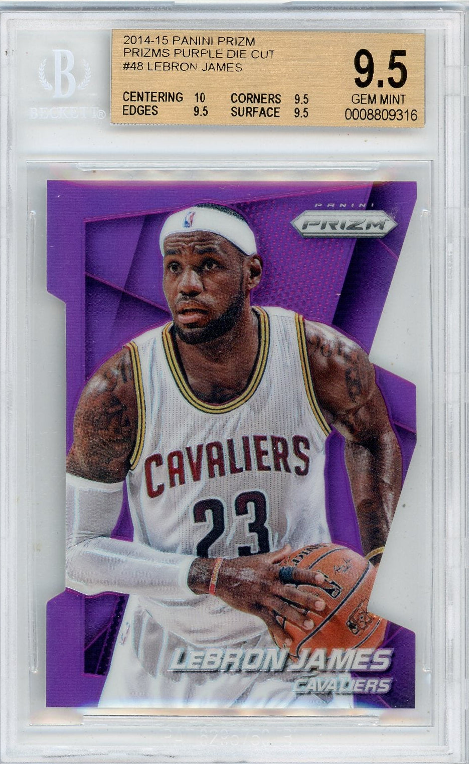 Lebron James 2014-15 Panini Prizm Die-Cut Purple #'D 130/139 BGS 9.5