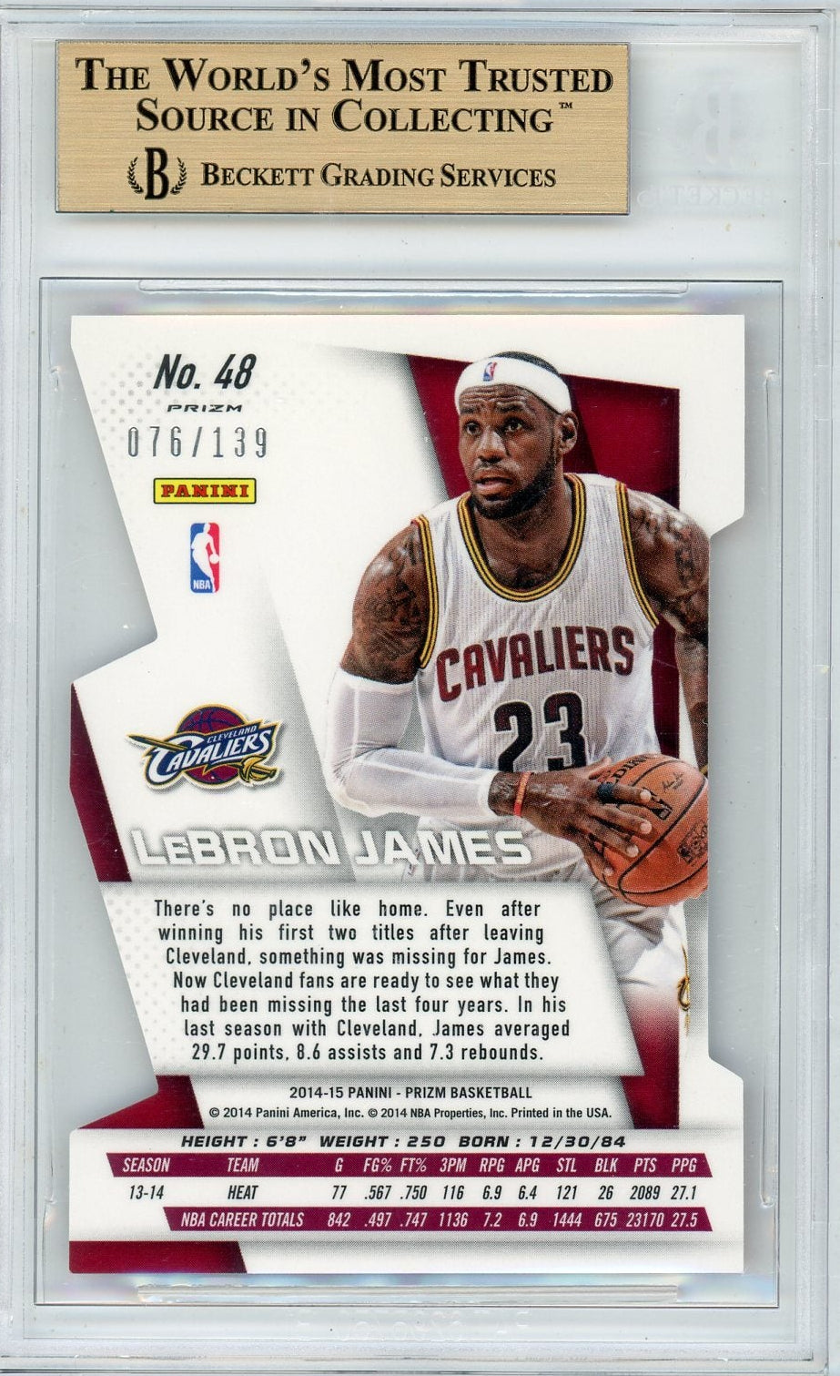 Lebron James 2014-15 Panini Prizm Die-Cut Orange #'D 076/139 BGS 9.5