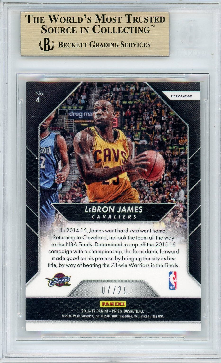 Lebron James 2016-17 Panini Prizm Go Hard Or Go Home Mojo Prizm #’D 07/25 BGS 9.5
