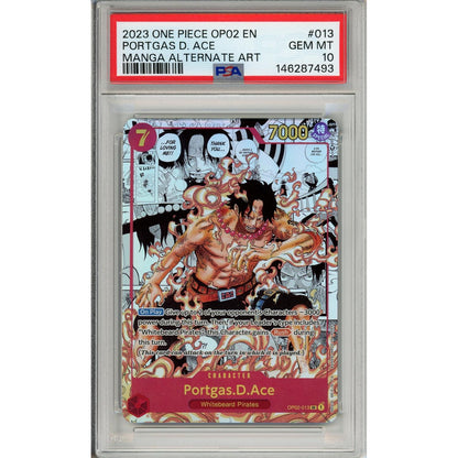 One Piece Graded: Portgas D. Ace Manga Alt Art Op02-013 Paramount War PSA 10