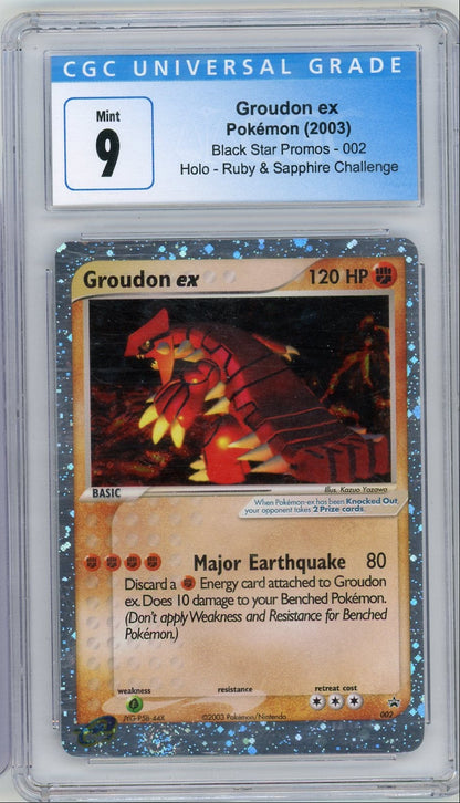 Groudon Ex 2003 Pokemon Ruby & Sapphire Challenge Black Star Promo #002 CGC 9