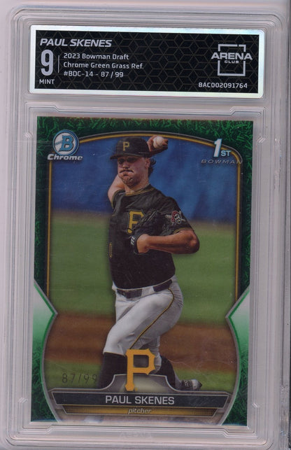 Paul Skenes 2023 Bowman Draft 1St Bowman Chrome Green Grass Refractor #'D 87/99 Arena 9