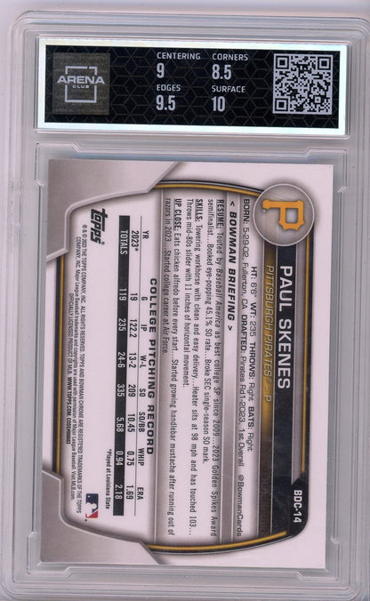Paul Skenes 2023 Bowman Draft 1St Bowman Chrome Green Grass Refractor #'D 87/99 Arena 9