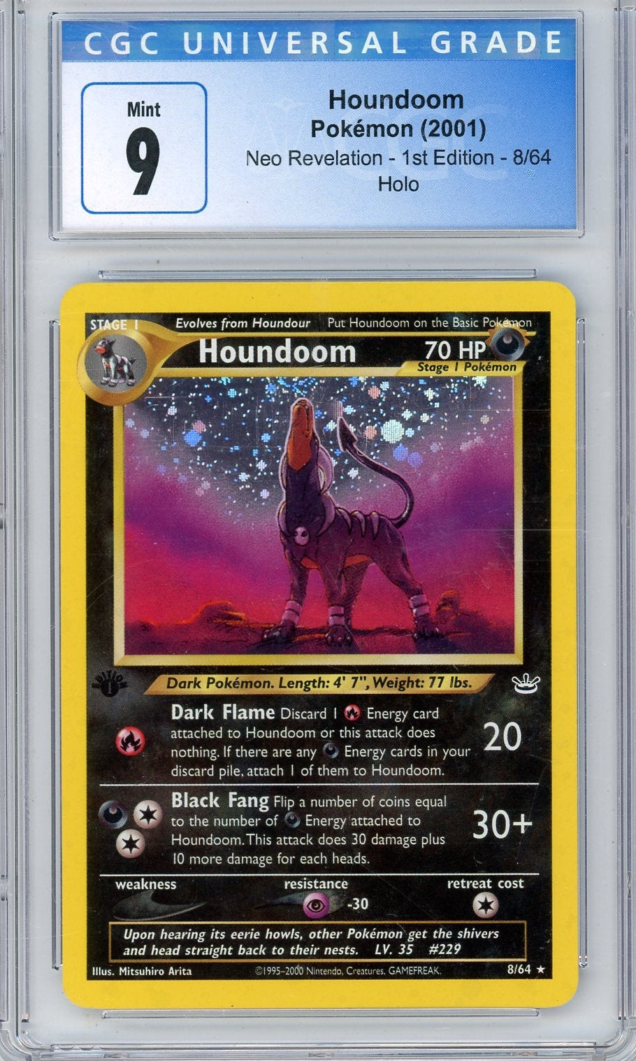 Houndoom 2001 Pokemon Neo Revelation 1St Edition Holo #8/64 CGC 9