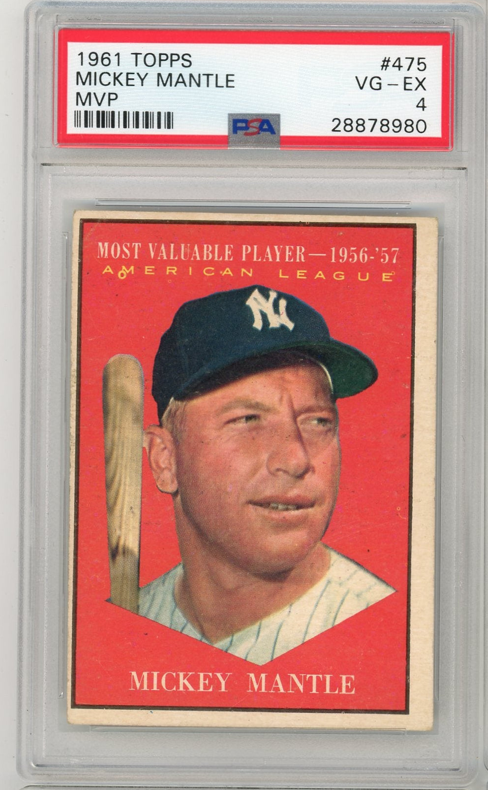 Mickey Mantle 1961 Topps Mvp #475 PSA 4