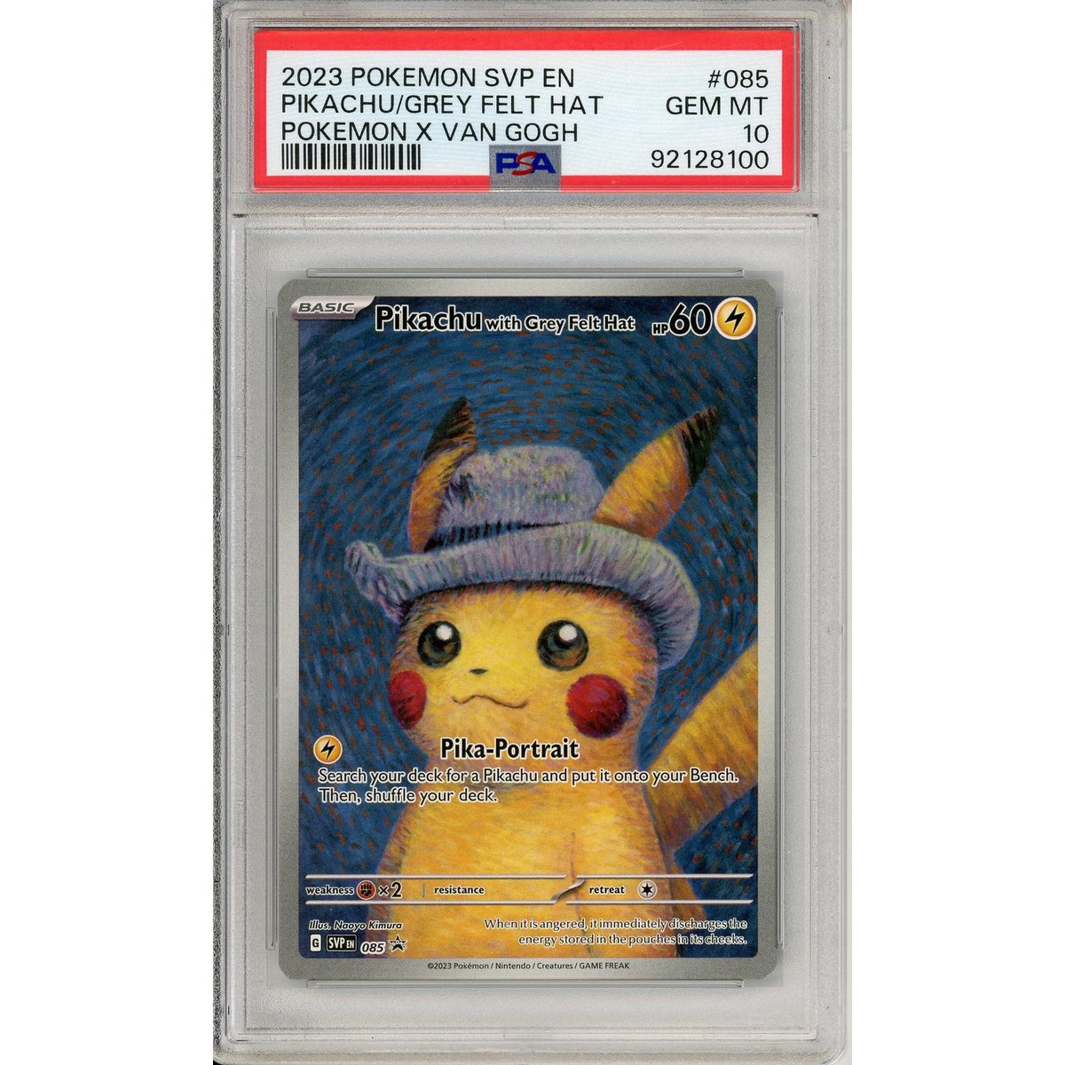 Pokemon Graded: Pikachu With Grey Felt Hat #85 Pokemon X Van Gogh (2023) PSA 10